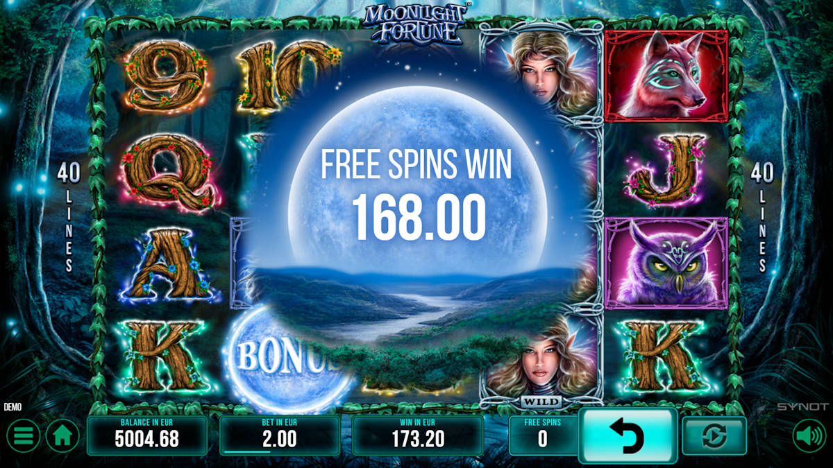 Freespins win on Moonlight Fortune online slot machine
